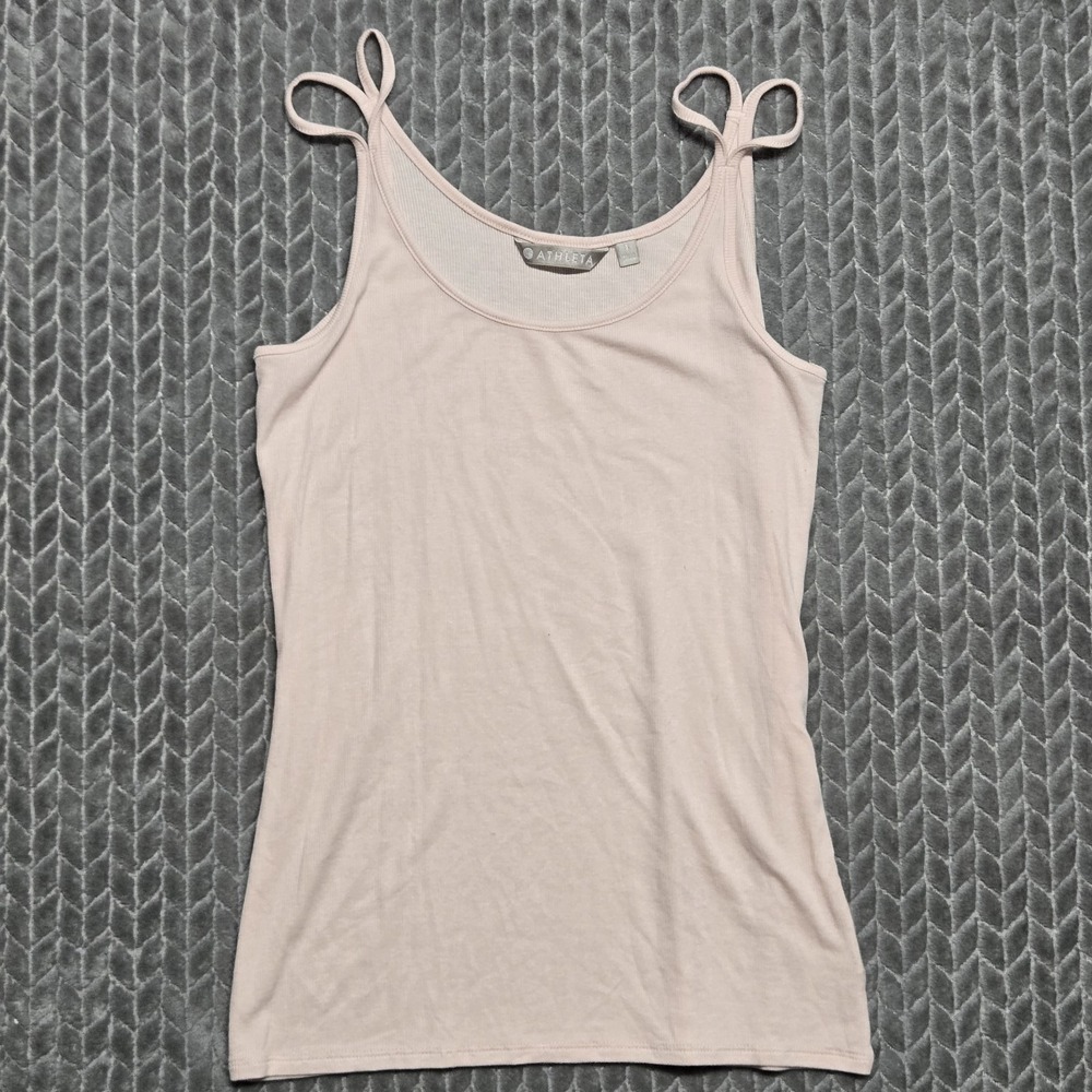 Athleta Tank Top Womens S Double Spaghetti Strap Ribbed Revive Athletic Shirt